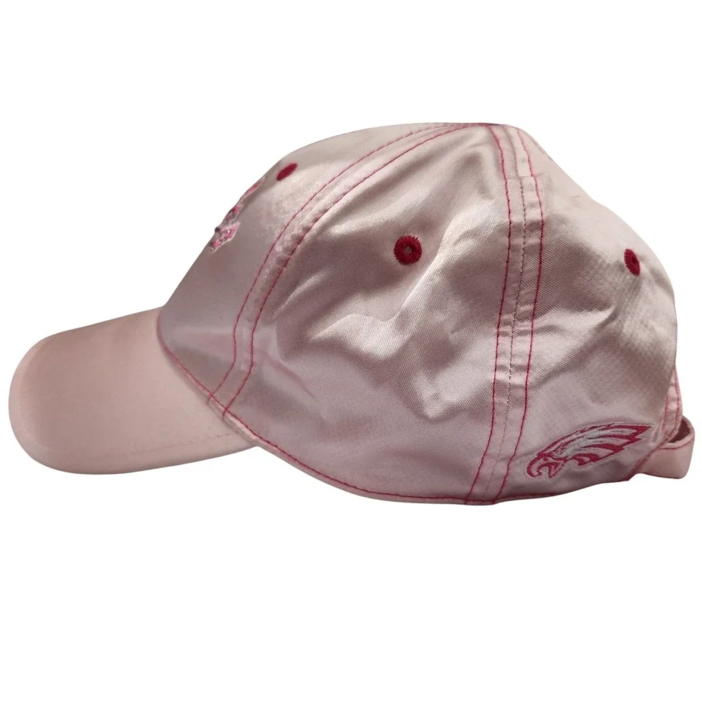 Reebok Philadelphia Eagles NFL Womens Pink Satin Rhinestone Adjustable Hat Cap